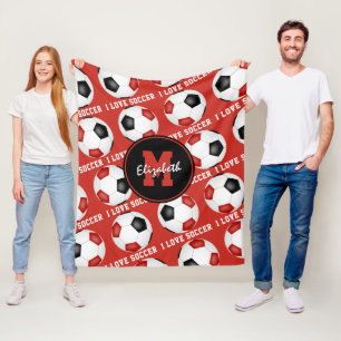 Cobertor De Velo Cor do time preto vermelho Eu amo o padrão de text