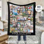 Cobertor De Velo Cor do Título Personalizado da Colagem de Fotograf<br><div class="desc">Crie um cobertor de memória fotográfica na sua escolha de cores utilizando este modelo de colagem fotográfica fácil de carregar com 61 fotos quadradas comemorando uma ocasião especial, um marco, feriado ou para um presente memorável e significativo para qualquer um. Personalize com seu texto personalizado na sua escolha de estilos...</div>