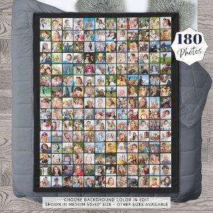 Cobertor De Velo Cor Personalizada da Colagem de Fotos Simples 180