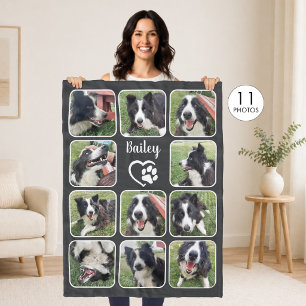 Cobertor De Velo Cor Personalizada de Colagem de Fotografias do Dog