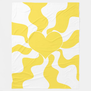 Cobertor De Velo Coração - Amarelo-limão e branco