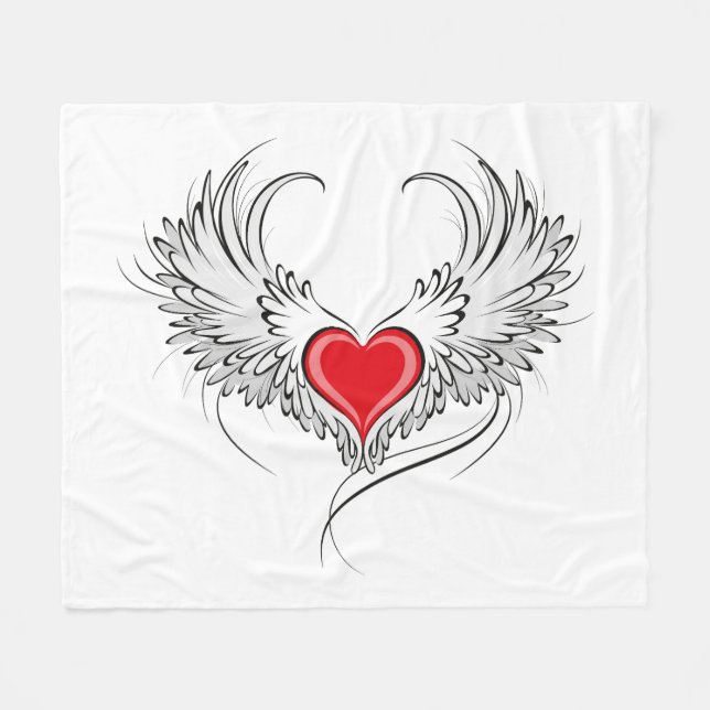 Cobertor De Velo Coração Anjo Vermelho com asas (Frente (Horizontal))