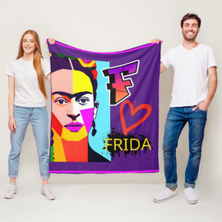 Cobertor De Velo Coração Colorida Frida - Estilo de Arte Pop