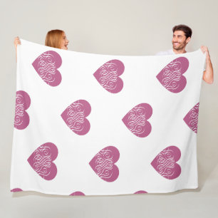 Cobertor De Velo Coração Cor-de-Rosa Com Design Cinzento Bonito