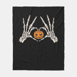 Cobertor De Velo Coração Da Mão E Pumpkin Engraçado Hallow