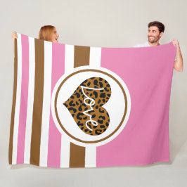 Cobertor De Velo Coração de Amor com Impressão Animal Rosa, Preto e