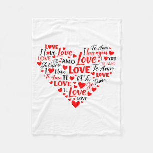 Cobertor De Velo Coração de Amor Multilíngue Eu Amo Você Romântico