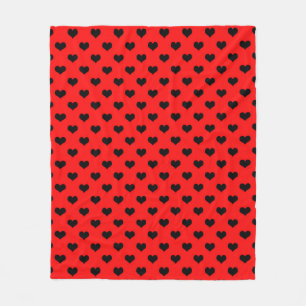 Cobertor De Velo Coração de Amor Preto em Fundo Vermelho