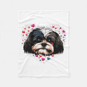 Cobertor De Velo Coração de Amor Shih Tzu para o Dia dos Namorados 