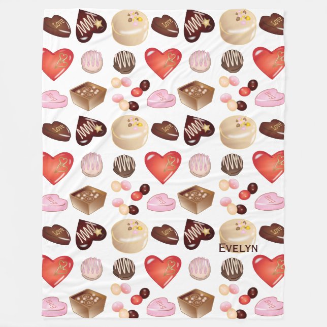 Cobertor De Velo Coração de Chocolate Colorido Chic Fofo Padrão (Frente)