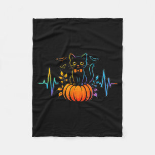 Cobertor De Velo Coração de Gato Preto Abóbora de Halloween para Mu