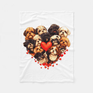 Cobertor De Velo Coração em forma de Shih Tzu Fofo Dia dos Namorado