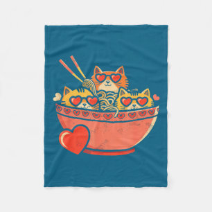 Cobertor De Velo Coração, gatos, macarrão ramen, dia dos namorados