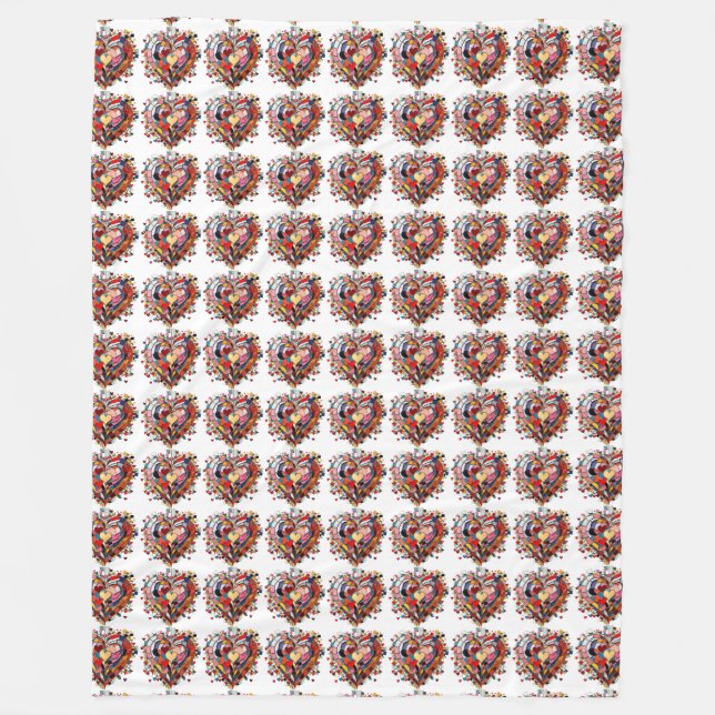 Cobertor De Velo Coração Mosaico de Amor (Frente)