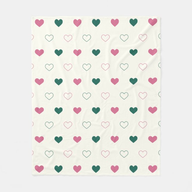 Cobertor De Velo Coração Simples Fofo Sem Costura rosa / creme (Frente)