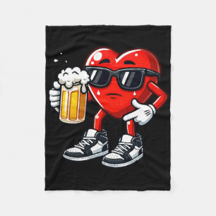 Cobertor De Velo Coração Vermelho Segurando Caneca de Cerveja Dia d