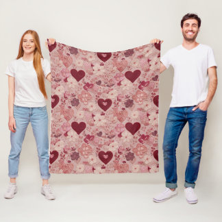 Cobertor De Velo Corações Bordados Românticos & Padrão Floral