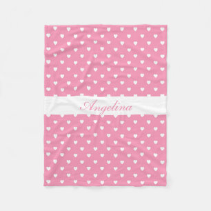 Cobertor De Velo Corações Brancos a Rosa Personalizado