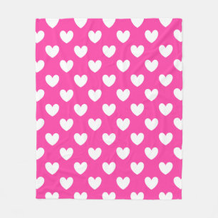 Cobertor De Velo Corações brancos de polca em rosa fuchsia