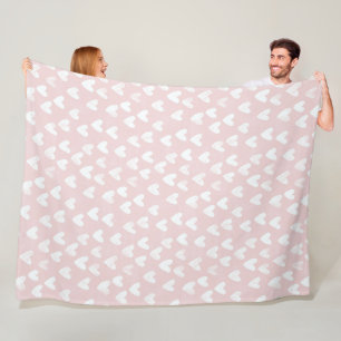 Cobertor De Velo Corações Brancos Rosa Girly