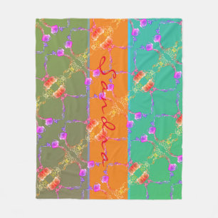 Cobertor De Velo Corações Coloridos De Rosa Com Seu Nome Fleece Vaz