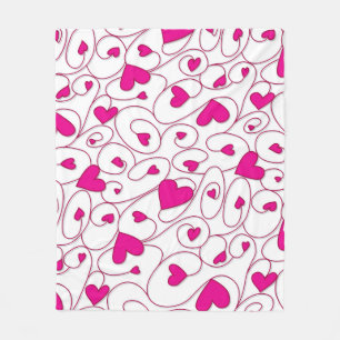 Cobertor De Velo Corações cor-de-rosa e branco