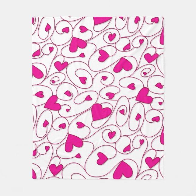 Cobertor De Velo Corações cor-de-rosa e branco (Frente)