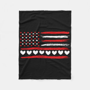 Cobertor De Velo Corações da Bandeira Americana Amor Patriótico Fel
