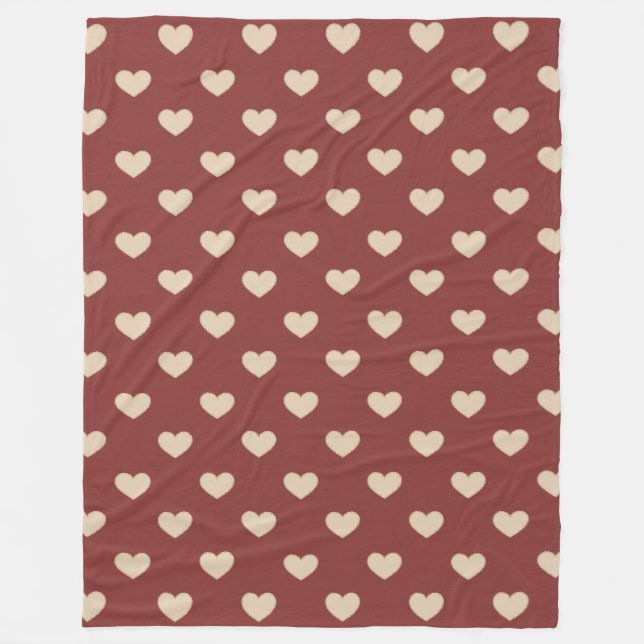 Cobertor De Velo Corações de Brilho Creme Vermelho Dourado  (Frente)