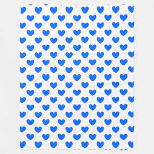 Cobertor De Velo Corações de polca azul em branco