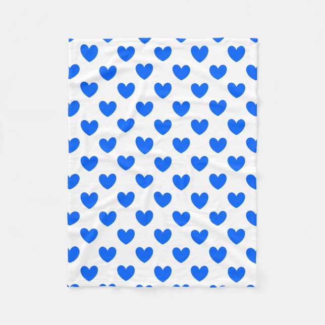 Cobertor De Velo Corações de polca azul em branco (Frente)