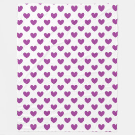 Cobertor De Velo Corações de polca roxa em branco
