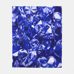 Cobertor De Velo Corações Diamantes de Cristal Azul