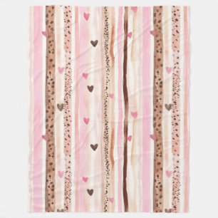 Cobertor De Velo Corações do Leopardo Castanho-Rosa-Rosa-Rosa Cinza