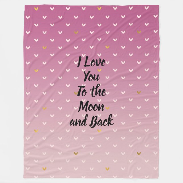 Cobertor De Velo Corações Dourados Cor-de-Rosa (Frente)