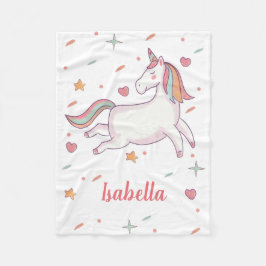 Cobertor De Velo Corações e Estrelas de Unicórnio Bonitos Personali