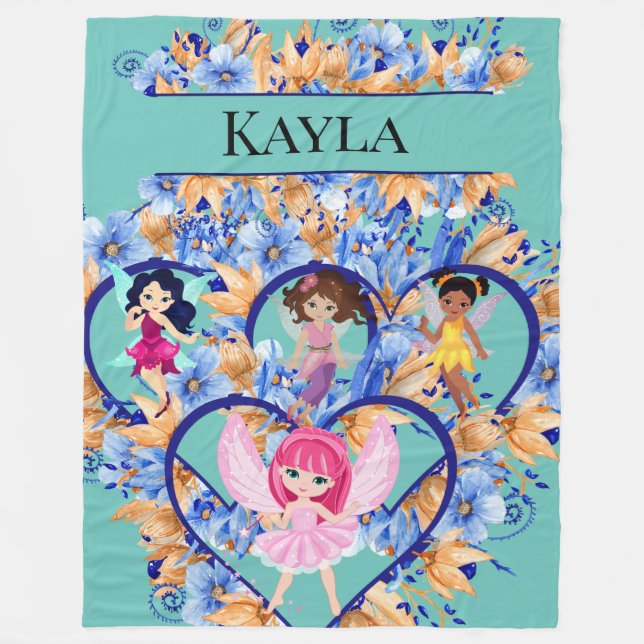 Cobertor De Velo Corações e Fadas Fleece Blanket (Frente)