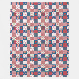 Cobertor De Velo Corações e Rosas Faux Patchwork Fleece Blanket