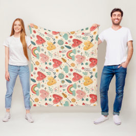 Cobertor De Velo Corações Felizes - Padrão de Dia de os namorados W
