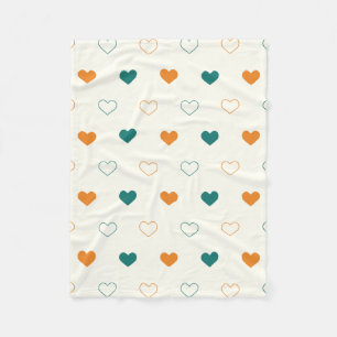 Cobertor De Velo Corações lindos / creme laranja verde