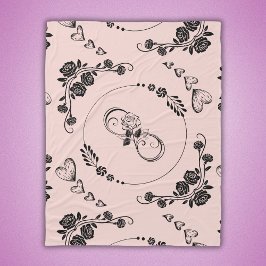 Cobertor De Velo Corações Negros Simples, Floral, Infinito a Rosa |