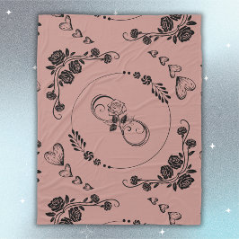 Cobertor De Velo Corações Negros Simples, Floral, Infinito na Pluma