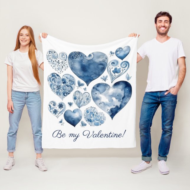 Cobertor De Velo Corações no Azul Delft, namorados (In Situ)