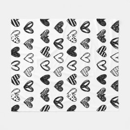 Cobertor De Velo Corações Pretos E Brancos Feitos À Mão