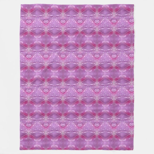 Cobertor De Velo Corações Rosa E Mauve Fleece Blanket (Frente)