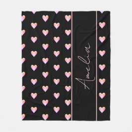 Cobertor De Velo Corações Rosa Preto Moderno Personalizados