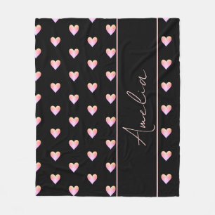Cobertor De Velo Corações Rosa Preto Moderno Personalizados