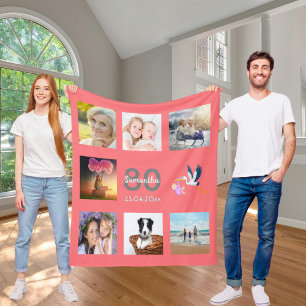 Cobertor De Velo Coral de colagem de fotos de aniversário
