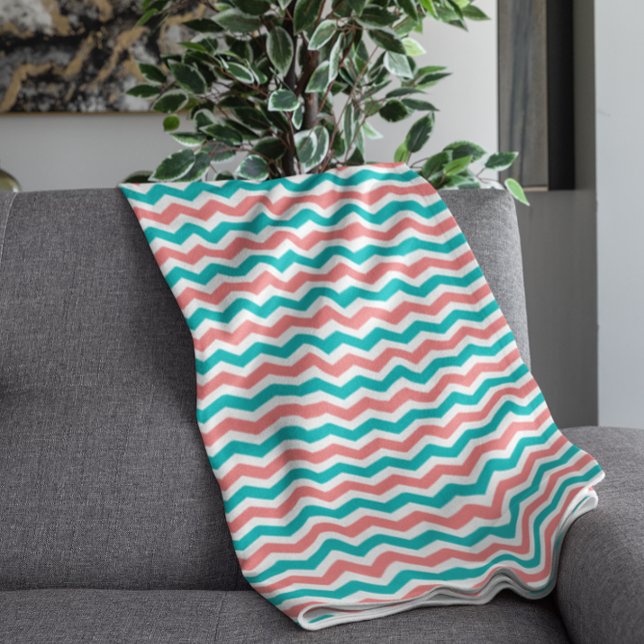 Cobertor De Velo Coral e Teal Chevron (Criador carregado)
