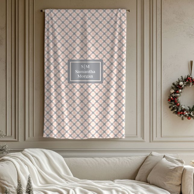 Cobertor De Velo Coral Grey Tartan Blanket Modern Aesthetic Gift (Coral Grey Tartan Blanket Modern Aesthetic Gift)